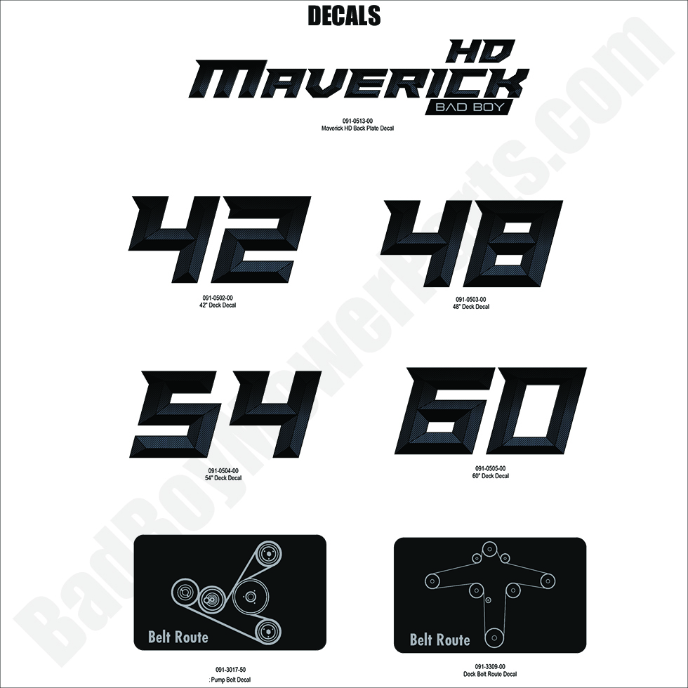 3362 - Bad Boy Mower Parts Lookup > 2024 > Maverick HD > Decals - 2